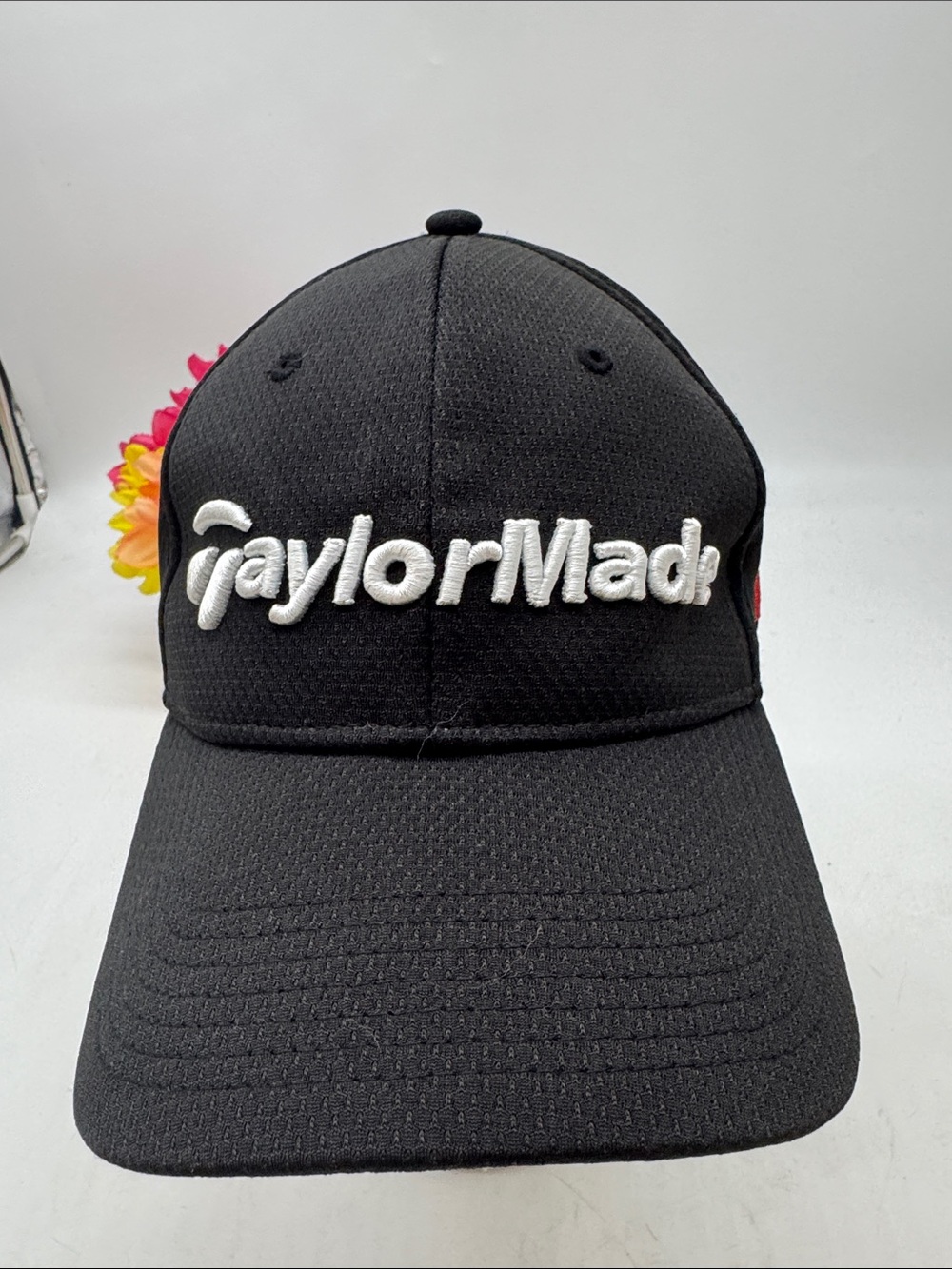 TaylorMade Black Golf Hat with White Raised Logo